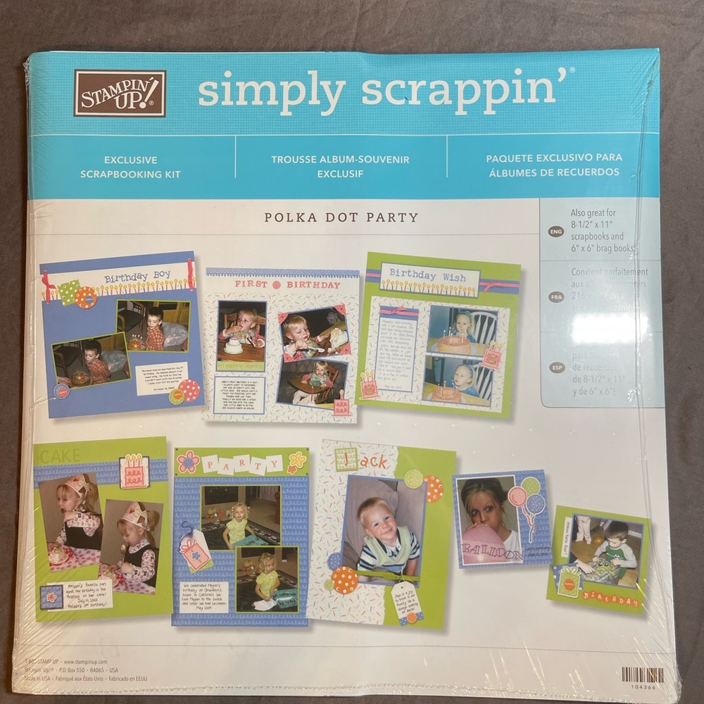 New Retired Stampin' Up Simply Scrapin' Scrapbooking Kit Polka Dot Party